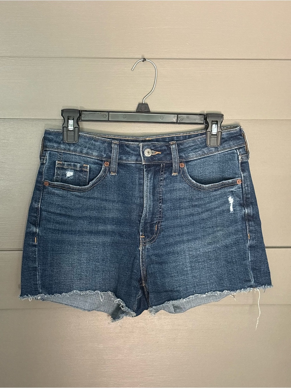 Old Navy OG Straight Dark Blue Lightly Distressed Denim Cutoff Shorts